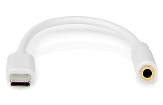 NEDIS USB 2.0 adaptér/ USB-C zástrčka - 3,5 mm zásuvka/ kulatý/ bílý/ 10 cm