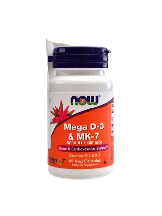 Now Foods - Mega D3 + K2 MK7 5000 IU 60 kapslí