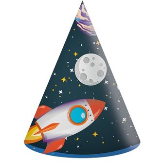Papírové party čepičky Vesmír - Rocket Space 6 ks