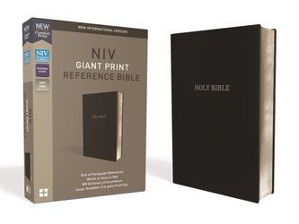 NIV, Reference Bible, Giant Print, Leather-Look, Black, Red Letter Edition, Comfort Print