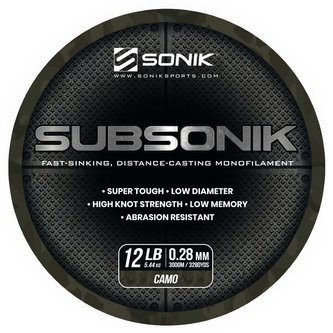 SONIK: Vlasec Sub Camo 0,28mm 12lb 3000m