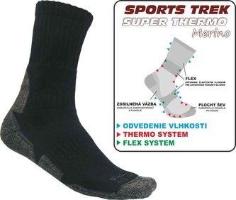 Rybářské Ponožky TREK SUPER THERMO Merino velikost 37-40