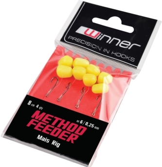 Method Feeder Mais Rig - 8cm / 4ks pr. 0,25mm / velikost háčku 6