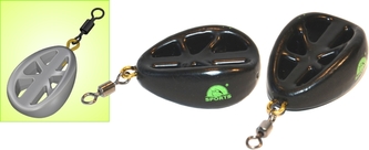 Krmítko pogumované Method - koncové s obratlíkem váha 100g - dvojrebrové