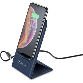 Cellularline Wireless Passport skládací stojánek s bezdrátovým nabíjením, 10W, modrý