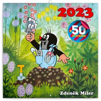 Kalendář 2023 poznámkový: Krteček s 50 samolepkami, 30 × 30 cm