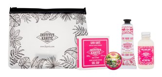 Institut Karité Shea Hand Cream krém na ruce Shea Hand Cream Cherry Blossom 30 ml + tělové máslo Shea Butter 10 ml + tuhé mýdlo Shea Soap Cherry Blossom 100 g + sprchový krém Shea Cream Wash Cherry Blossom 50 ml + kosmetická taštička