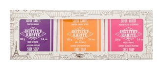 Institut Karité Shea Soap tuhé mýdlo Shea Soap Lavender 100 g + tuhé mýdlo Shea Soap Almond & Honey 100 g + tuhé mýdlo Shea Soap Cherry Blossom 100 g