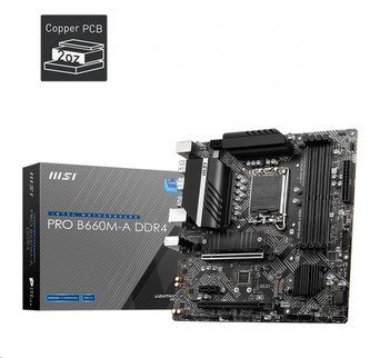 MSI MB Sc LGA1700 PRO B660M-A DDR4, Intel B660, 4xDDR4, 2xDP, 2xHDMI, mATX