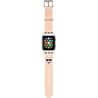 Karl Lagerfeld Choupette Head řemínek pro Apple Watch 42/44/45mm růžový