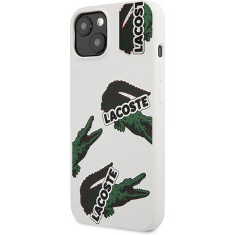 Lacoste Liquid Silicone Allover Pattern Kryt pro iPhone 13 mini White