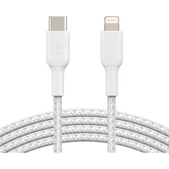 Belkin BOOST Charge Braided USB-C/Lightning odolný kabel, 1m, bílý