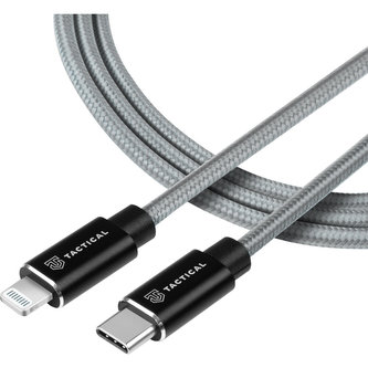 Tactical Fast Rope Aramid Cable USB-C/Lightning MFI 2m šedý