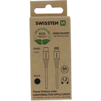 SWISSTEN datový kabel USB-C/LIGHTNING 1,2M černý (ECO BALENÍ)