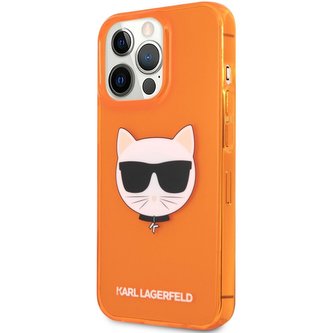Karl Lagerfeld TPU Choupette Head Case iPhone 13 Pro Fluo oranžový