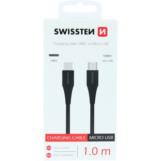 SWISSTEN kabel USB-C / microUSB 1,0 M černý
