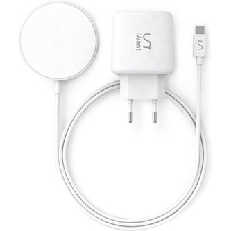 iWant MagSafe iPhone nabíječka + 20W USB-C adaptér bílá