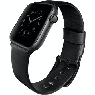 UNIQ Mondain kožený řemínek Apple Watch 45/44/42mm matně černý
