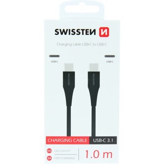 SWISSTEN kabel USB-C / USB-C 1,0 M černý