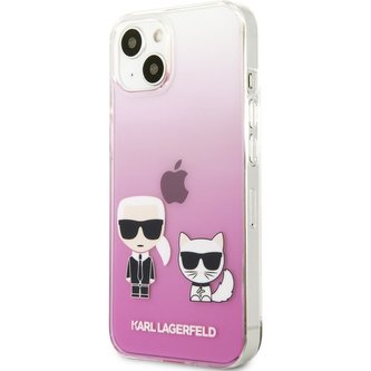 Karl Lagerfeld Ikonik Karl and Choupette Cover iPhone 13 mini růžový