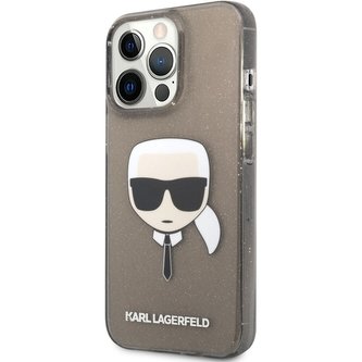 Karl Lagerfeld TPU Full Glitter Karl Head Cover iPhone 13 Pro Max černý