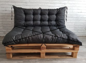 Paletová prošívaná opěrka DARIO 120x40 cm, barva ČERNÁ, MyBestHome