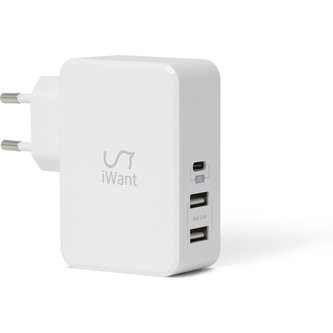 iWant USB-C PD nabíječka 2x USB 41W bílá