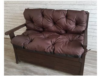 Prošívané sezení JONAS, polstr na zahradní lavici - sedák s opěrkou, HNĚDÁ, 150x60x50 cm, Mybesthome