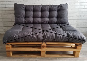 Paletová prošívaná opěrka DARIO 120x40 cm, barva ANTRACIT, MyBestHome