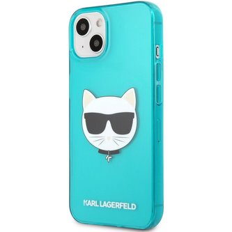 Karl Lagerfeld TPU Choupette Head Case iPhone 13 Fluo modrý