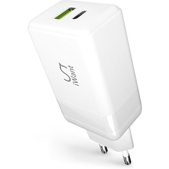 iWant duální GaN síťová MacBook / iPhone nabíječka 65W bílá