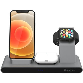 Prestigio ReVolt A7 bezdrátová nabíjecka 3v1 stříbrná