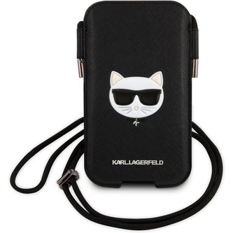 Karl Lagerfeld Choupette Head Saffiano PU Pouch kapsa (L) černá