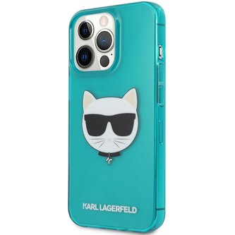 Karl Lagerfeld TPU Choupette Head Case iPhone 13 Pro Max Fluo modrý