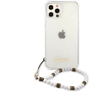 Guess PC Script and White Pearls kryt iPhone 12/12 Pro čirý