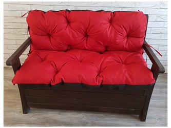Prošívané sezení JONAS, polstr na zahradní lavici - sedák s opěrkou, ČERVENÁ, 120x60x50 cm, Mybesthome