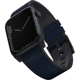 UNIQ Straden voděodolný kožený řemínek Apple Watch 45/44/42mm modrý