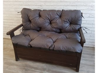 Prošívané sezení ELIAS, polstr na zahradní lavici - sedák s opěrkou, ANTRACIT, 100x60x50 cm, Mybesthome