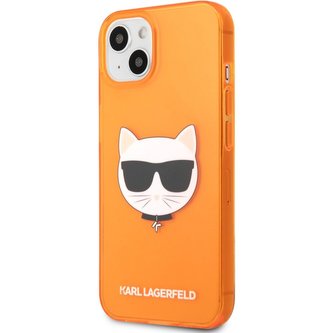 Karl Lagerfeld TPU Choupette Head Case iPhone 13 Fluo oranžový