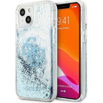 Guess Liquid Glitter kryt iPhone 13 modrý