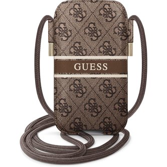 Guess PU 4G Printed Stripe Pouch kapsa (L) hnědá