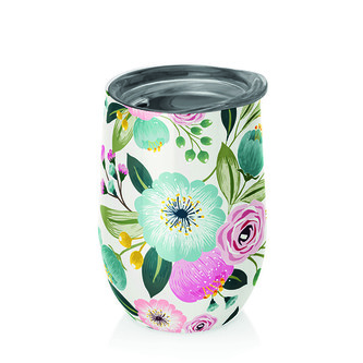 Bioloco Nerezový designový hrnek Pastel flowers 400 ml