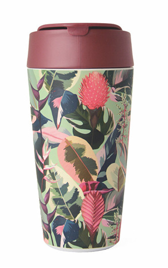 Bioloco Ekologický cestovní hrnek deluxe Tropické listy 420 ml