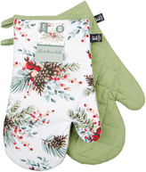 Kuchyňské rukavice chňapky CHRISTMASTIDE větvička bílá/zelená 19x30 cm Essex