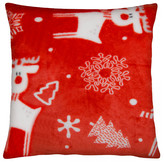 Polštář SMUKEE 40x40cm, červená motiv sobík, mikrovlákno Essex