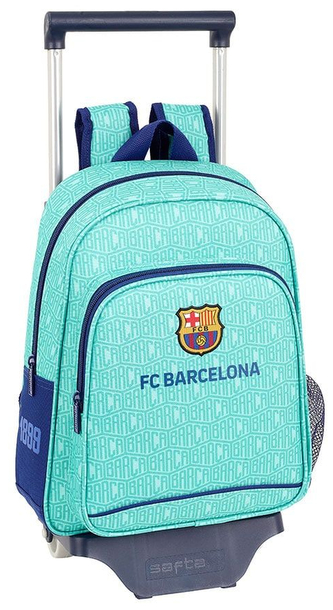 Dětský batoh s vozíkem FC Barcelona: s kolečky (objem 10 litrů|26 x 34 x 11 cm) tyrkysová polyester