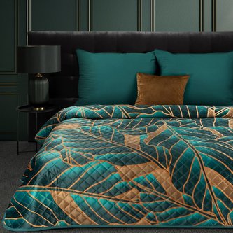 Přehoz na postel LILIANA I. tyrkysová/zlatá 170x210 cm Mybesthome