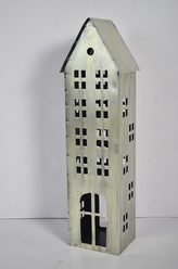 Kovový domeček na čajovou svíčku, champagne, 45x12,5x9 cm