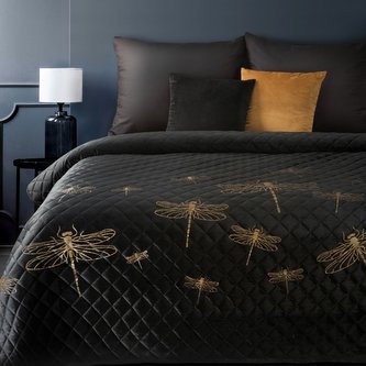 Přehoz na postel VÁŽKA 220x240 cm černá Mybesthome