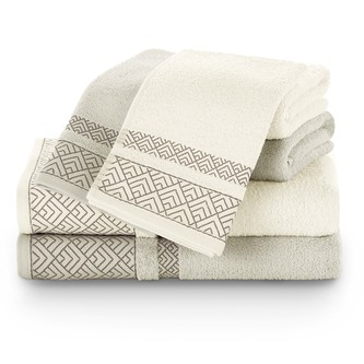 Dárkový set 6  ks ručníků 100% bavlna VOICE 2x ručník 50x90 cm, 2x osuška 70x140 cm a 2x ručník 30x50 cm krémová/béžová 460 gr Mybesthome